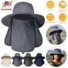 Fishing Bucket Hat Wide Brim Breathable Unisex Hat Sunlight-proof Removable Neck Face Fishing Cap For Fishing Hiking Traveling
